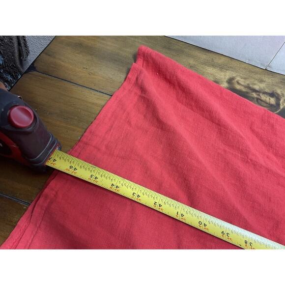 Francesca Bettini Dress Small Red Linen Blend Italy 3/4 Roll Tab Sleeve Boho - Picture 9 of 14